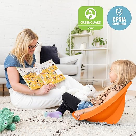 ECR4Kids Leaf Floor Seat, Rocker Chair, Orange, 6-Piece