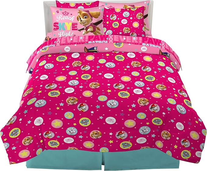 Paw Patrol Girls Kids Bedding Super Soft Comforter And Sheet Set With Sham, 7 Piece Full Size, (Official) Nickelodeon Product By Franco