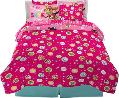 Paw Patrol Girls Kids Bedding Super Soft Comforter And Sheet Set With Sham, 7 Piece Full Size, (Official) Nickelodeon Product By Franco