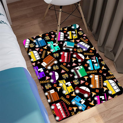 Car Rug Play Mat Kids Rugs for Playroom Car Rug for Boys Room Kids Mat Construction Play Mat Car Play Rug Car Carpet for Kids Carpet for Bedroom Truck Rugs for Boys Room,Black 2'×3'
