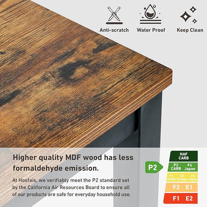 Computer Desk 40" with Power Strip, Office Writing Study, Small Computer Desks Easy Assembly Stable Metal Frame, Desk for Home Office Small Space Workbench Workstation, Rustic Brown
