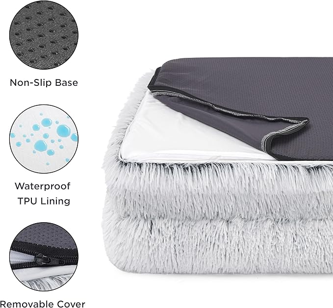 Bedsure Orthopedic Dog Bed for Large Dogs - Big Washable Calming Dog Sofa Beds Large, Supportive Foam Pet Couch Bed with Removable Washable Cover, Waterproof Lining and Nonskid Bottom, Misty Grey