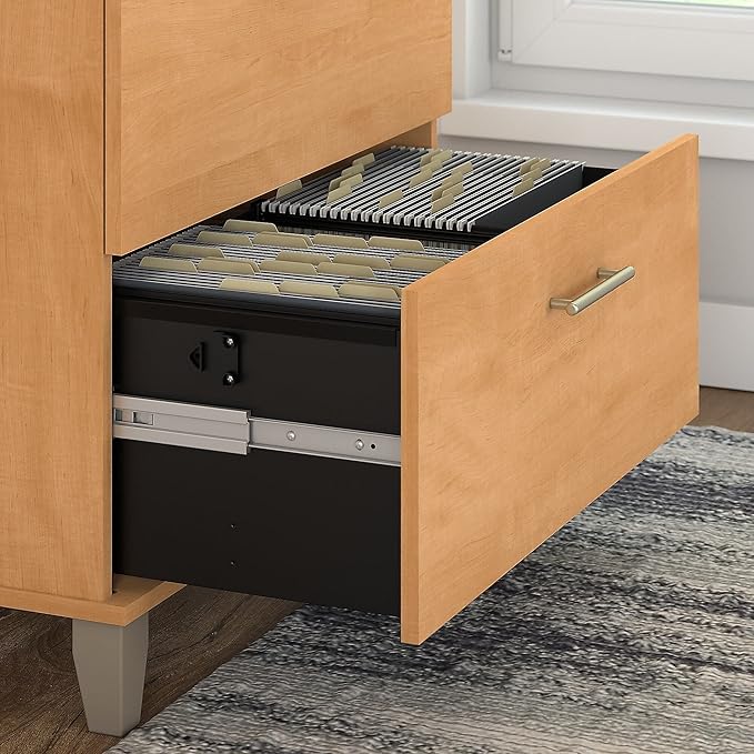 Bush Furniture Somerset 2 Drawer Lateral File Cabinet | Letter, Legal, and A4-size Document Storage for Home Office, 30W x 17D x 29H, Maple Cross