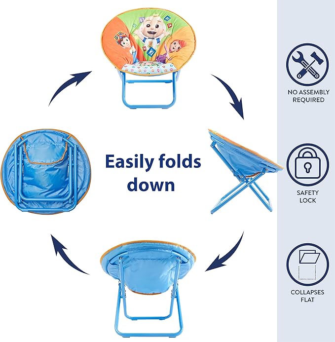 Idea Nuova Cocomelon Saucer Chair, Relaxing, Foldable, Polyester