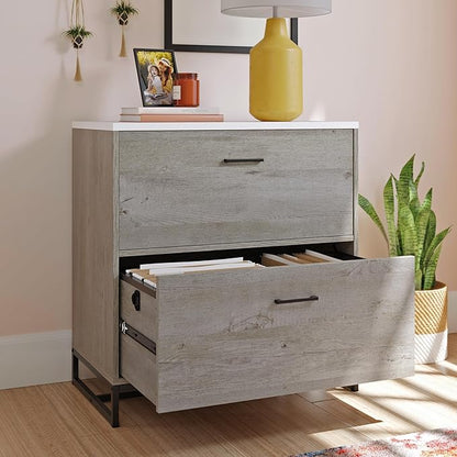 Sauder Tremont Row 2-Drawer Lateral File Cabinet, L: 27.95" x W: 15.71" x H: 29.53", Mystic Oak
