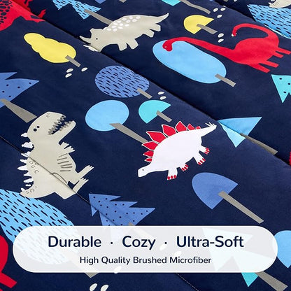SLEEP ZONE Kids Twin Bedding Comforter Set - Super Cute & Soft Kids Bedding 5 Pieces Set with Comforter, Sheet, Pillowcase & Sham (Dinosaur Land)