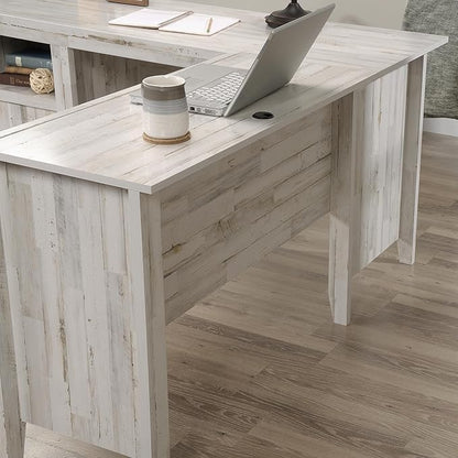 Sauder Dakota Pass L-Desk, L: 59.09" x W: 59.72" x H: 30.00", White Off-White