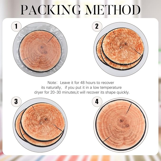 Woanger 24 Pcs Carpet Circle Seats 13.78 Inch 3D Digital Print Wood Tree Round Kids Floor Cushion Soft Warm Small Mat Circle for Preschool Classroom Seating Home Couch Sofa Bedroom Living Room Decor