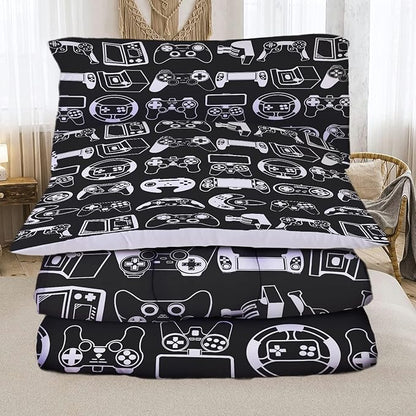 Sunnycitron Gamer Comforter Set for Boys Gaming Bed Comforter Sets Gamer Bedding Sets Boys Gaming Comforter Sets Full Size Bed Set Teen Boy Room Decor,1 Comforter 2 Pillowcases