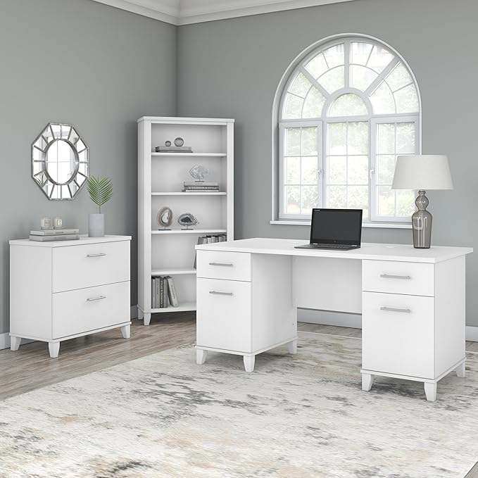 Bush WC81980 Somerset 2-Drawer Lateral File Cabinet, Letter/Legal, White, 30-Inch