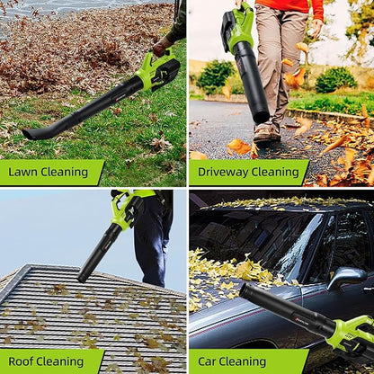 Leaf Blower Cordless, 580CFM/160MPH Electric Leaf Blower with 4.0Ah Battery Powered, Blower with Extension Nozzle, Lightweight Leaf Blowers for Lawn Care, Yard, Garage, Patio & Sidewalk Blowing