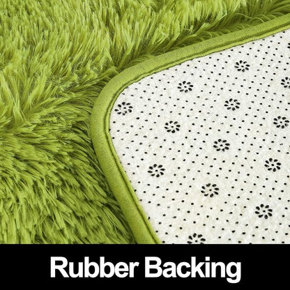 Super Soft Fluffy Shaggy Rugs for Living Room Bedroom, Fuzzy Plush Area Rugs for Girls Kids Room Nursery Home Decor, Furry Dorm Rug Cute Non-Slip Indoor Floor Carpet 5x8 Feet, Green