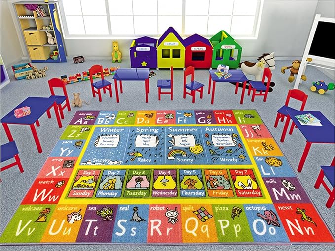 KC Cubs ABC Alphabet Animal Educational Nylon Area Rug