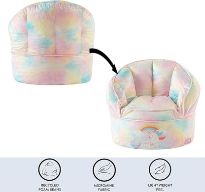 Idea Nuova Unicorn Round Bean Bag Chair for Kids, Ages 3+, Large