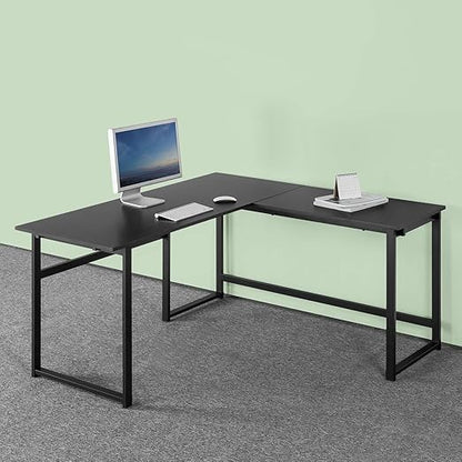 ZINUS Luke 59 Inch Black Metal Corner Desk / L-Shaped Computer Desk / Office Desk / Easy, Bolt Free Assembly