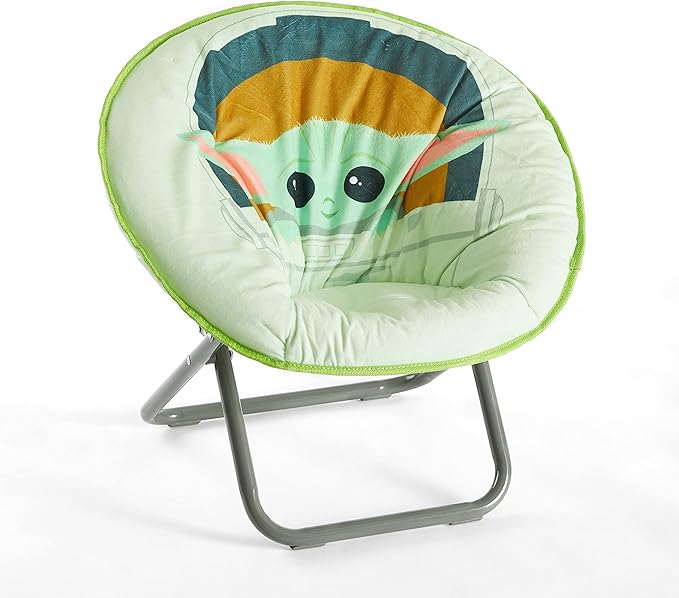 Idea Nuova Disney Star Wars The Mandalorian, Grogu aka The Child Toddler 19” Folding Saucer Chair with Cushion, Polyester, Ages 3+