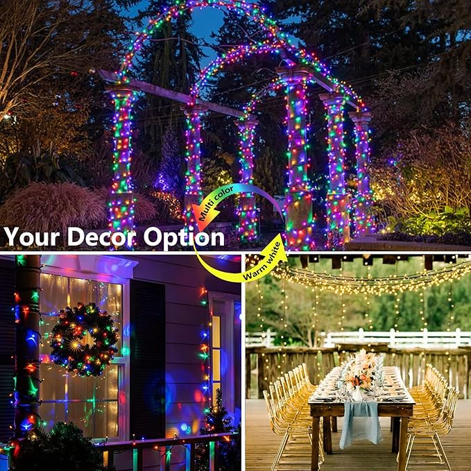 Joomer Christmas Lights 262FT 800 LED Color Changing Christmas Tree Lights Outdoor with Timer, Remote, Connectable for Christmas Decoration(Warm White to Multicolor)