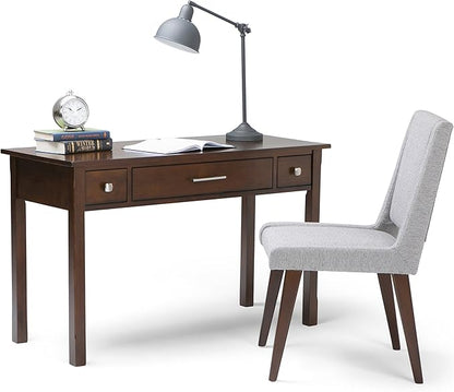 SIMPLIHOME Avalon SOLID WOOD Contemporary 47 Inch Wide Writing Office Desk in Dark Tobacco Brown, For the Office Desk, Writing Table, Workstation and Study Table