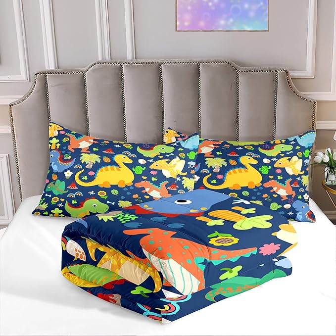 Dinosaur Bedding Full for Boys - Dinosaur Bedding Set for Kids Bedroom Dinosaur Bedding Full Blue Dinosaur Comforter Boys Room Decor Dinosaur Comforter, Full (1 Comforter 2 Pillowcases)