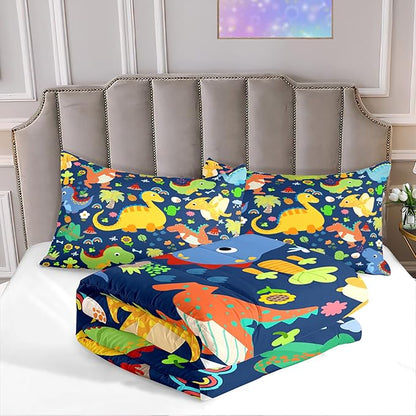 Dinosaur Bedding Full for Boys - Dinosaur Bedding Set for Kids Bedroom Dinosaur Bedding Full Blue Dinosaur Comforter Boys Room Decor Dinosaur Comforter, Full (1 Comforter 2 Pillowcases)