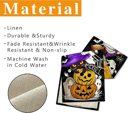 Halloween Table Runner 108 Inches Long Pumpkin Black Cat Halloween Table Runners Happy Halloween Boo Ghost Theme Decor for Kitchen Dining Table Home Party Decorations