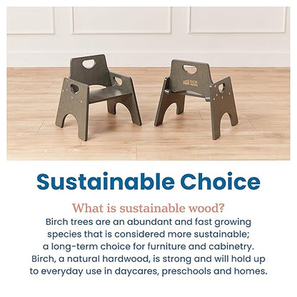 ECR4Kids Stackable Wooden Toddler Chair, 8in, Kids Furniture, Grey Wash, 2-Pack