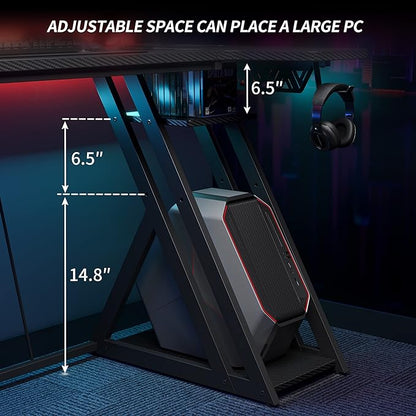 CubiCubi Aurora Gaming Desk with Carbon Fiber Surface, 40 Inch L Shaped Desk with Storage Shelves, Small Corner Computer Desk with Monitor Shelf, Gamer Desk PC Table, Black