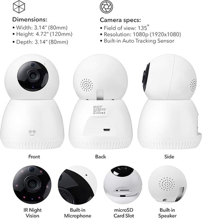 Scope indoor 1080p HD Smart Auto-Tracking Security Camera, White, Motion Only
