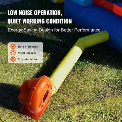 VEVOR Inflatable Blower, 900W, 1 HP & 1.2 HP Bounce House Blower, Commercial-grade Air Blower for Inflatables, 3300 RPM, Bouncy Castle Electric Blower Perfect for Bounce House, Waterslides, ETL Listed