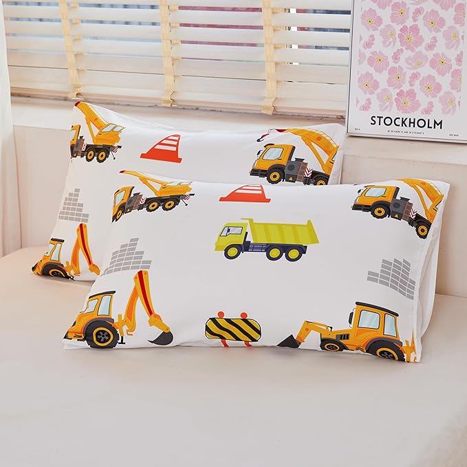 Kids Twin Comforter Set for Boys,Engineering Vehicle Comforter Set Twin,Tractor Comforter,Kids Crane Bedding Sets,Excavator Comforter with 2Pillowcases