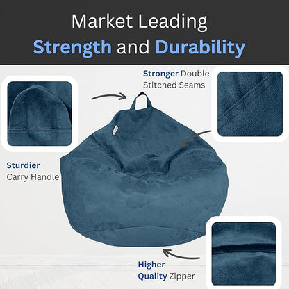 Bean Bag Stuffed Animal Storage Or Cover | No Filler | Extra Large | for Adults Or Kids | Double Stitched | Durable Zipper | Premium Microsuede