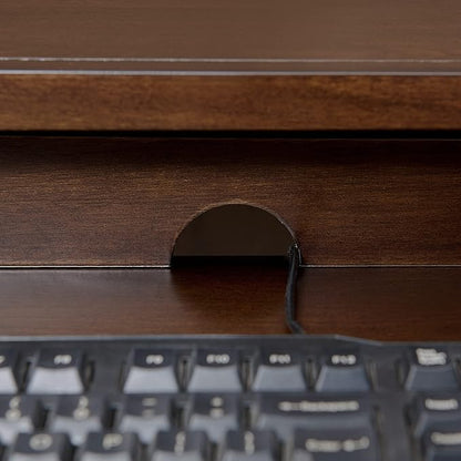Leick Home Riley Holliday Computer Desk with Dropfront Keyboard Drawer, FURNITURE, Espresso/Gold