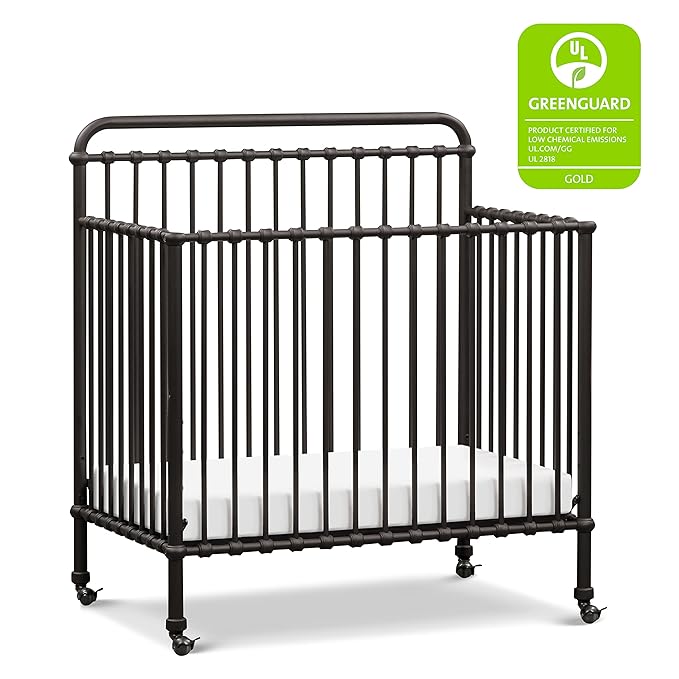 NAMESAKE Winston 4-in-1 Convertible Mini Metal Crib in Vintage Iron, Greenguard Gold Certified