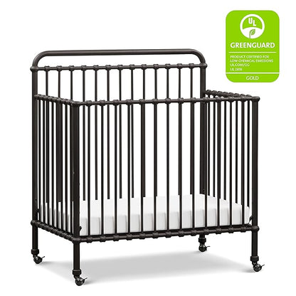 NAMESAKE Winston 4-in-1 Convertible Mini Metal Crib in Vintage Iron, Greenguard Gold Certified