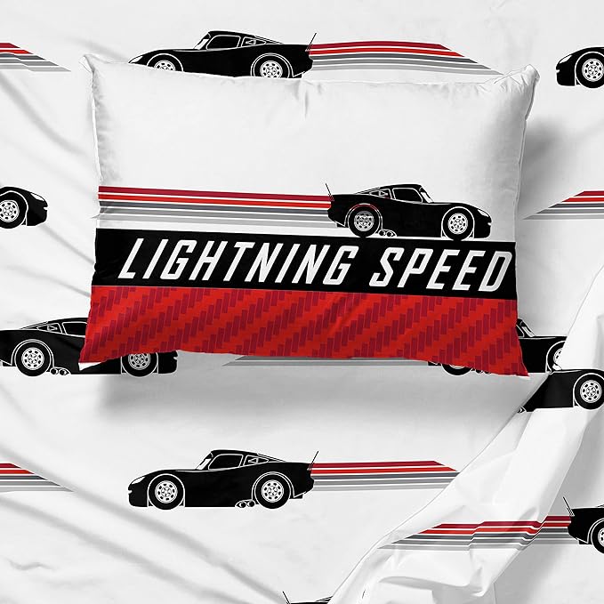 Jay Franco Disney Pixar Cars Race Ready 5 Piece Twin Bed Set - includes Comforter & Sheet Set - Bedding Features Lightning McQueen - Super Soft Fade Resistant Microfiber Official Disney Pixar Product