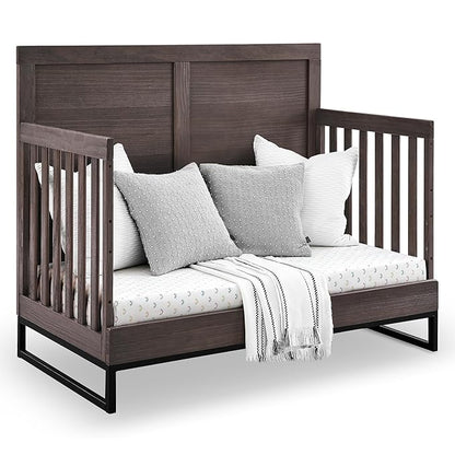 Simmons Kids Foundry 6-in-1 Convertible Baby Crib, Rustic Grey with Matte Black