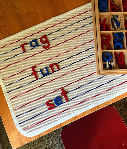 Kids Rug Montessori Mat Children Playing Mat for Nursery Cotton Montessori Working Rug Suitable for Uppercase Letters, 23.6''×31.5'', Stripes