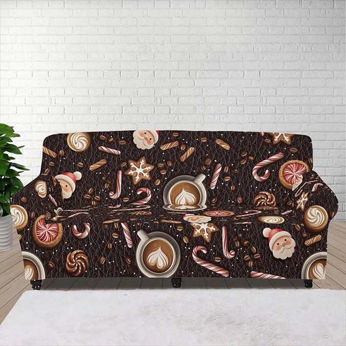 FKELYI Christmas Sofa Slipcover Washable Sofa Couch Cover Comfortable Furniture Protector with Elastic Bottom Stretch Sofa Slipcovers L