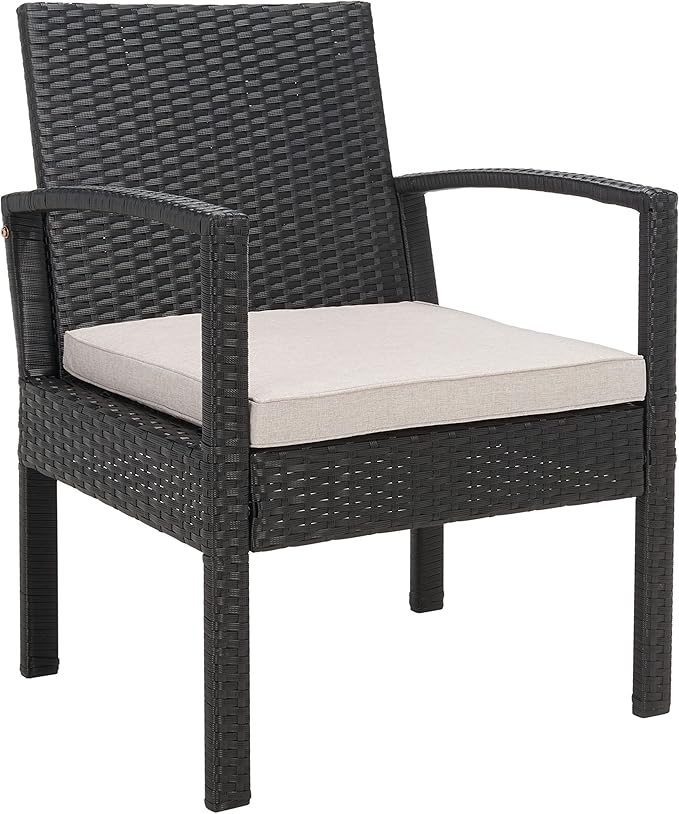 SAFAVIEH Outdoor Collection PAT7507 Conversation Set, Black/Light Grey