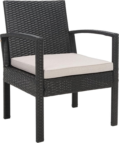 SAFAVIEH Outdoor Collection PAT7507 Conversation Set, Black/Light Grey