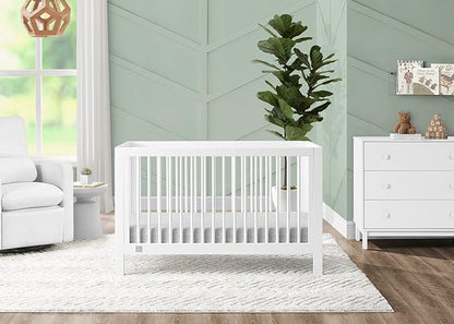 Delta Children babyGap Charlie 6-in-1 Convertible Crib + Brannan Bear Bookcase with Bins + Brannan Bear Wall Shelf with 4 Hooks, Bianca White (Bundle)