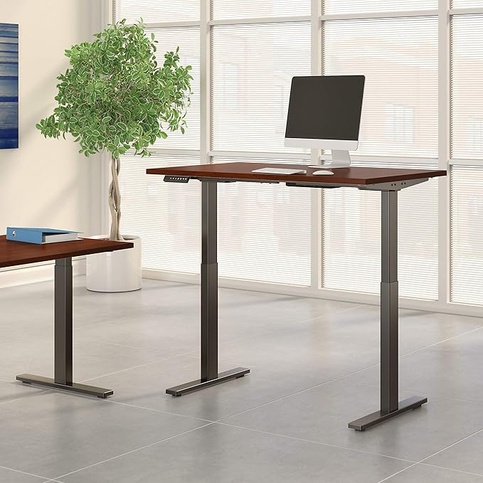 Bush Business Furniture Move 60 Electric Ergonomic Sit-Stand Computer Table for Home and Professional Office, 48W x 24D, Hansen Cherry