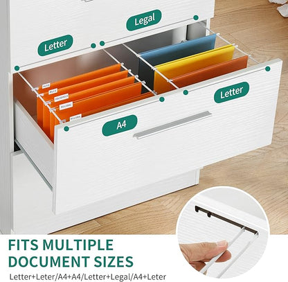 YITAHOME 4 Drawer Lateral Filing Cabinet,Dressers & Chests of Drawers for Bedroom,Printer Stand Vertical Storage Cabinet Fits Letter, A4, Legal Size for Home Office Organization, White