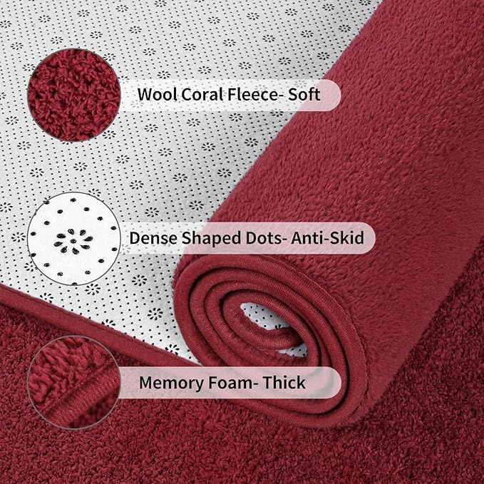 Area Rugs for Bedroom Living Room, 6x9 Rose Red Super Soft Comfy Thickened Memory-Foam Indoor Carpets, Modern Aesthetic Minimalist Carpet for Boys Girls Adults Apartment Nursery Home Décor
