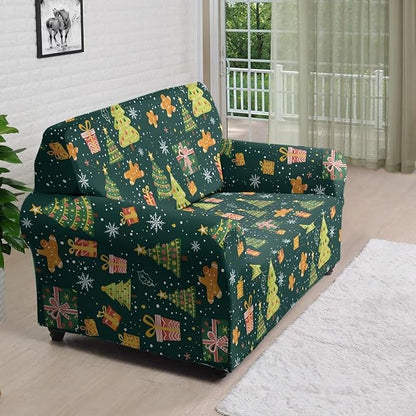 FKELYI Christmas Tree Sofa Couch Cover Comfortable Furniture Protector with Elastic Bottom Stretch Sofa Slipcover for Living Room M