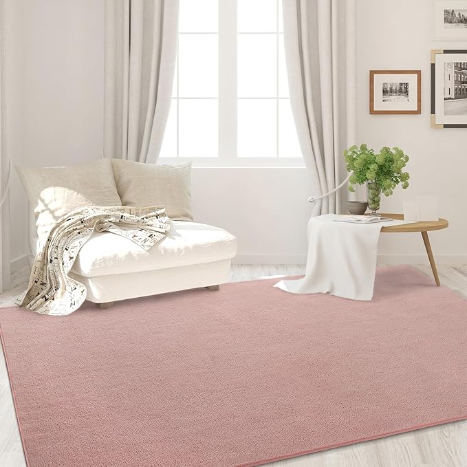 Area Rugs for Bedroom Living Room, 5x8 Pink Super Soft Comfy Thickened Memory-Foam Indoor Carpets, Modern Aesthetic Minimalist Carpet for Boys Girls Adults Apartment Nursery Home Décor