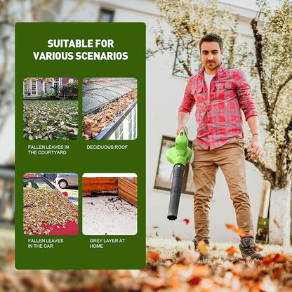 Cordless Leaf Blower, 150MPH Handheld Electric Leaf Blower with 2 x4.0Ah Battery and Charger, 2 Speed Modes, 20V Lightweight Battery Operated Leaf Blowers for Lawn Care, Patio, Blowing Leaves and Snow