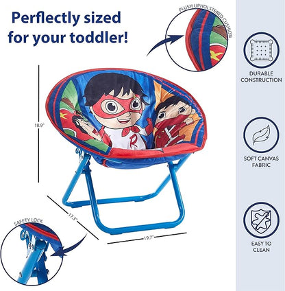 Ryan's World Toddler 19” Folding Saucer Chair with Cushion, Ages 3+