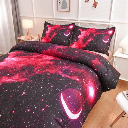 A Nice Night 3D Galaxy Blanket Comforter Bedding Sets Home Textile with Comforter Pillowcase, Queen Size
