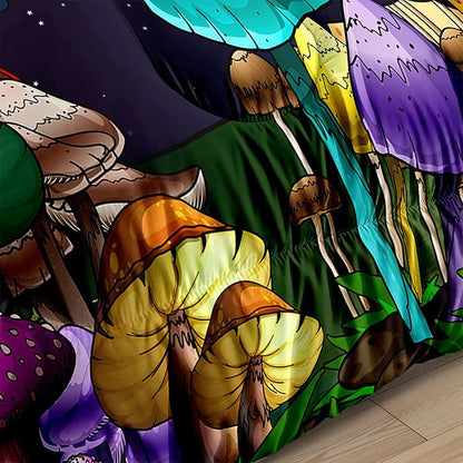 Mushroom Girls Full Size Bedding Sets Fantasy Mushroom Full Size Kids Bedding Set Girl Full Size Mushroom Series Comforter Set Full Size Girls Bedding Set Room Decor, 1 Comforter+2 Pillowcases